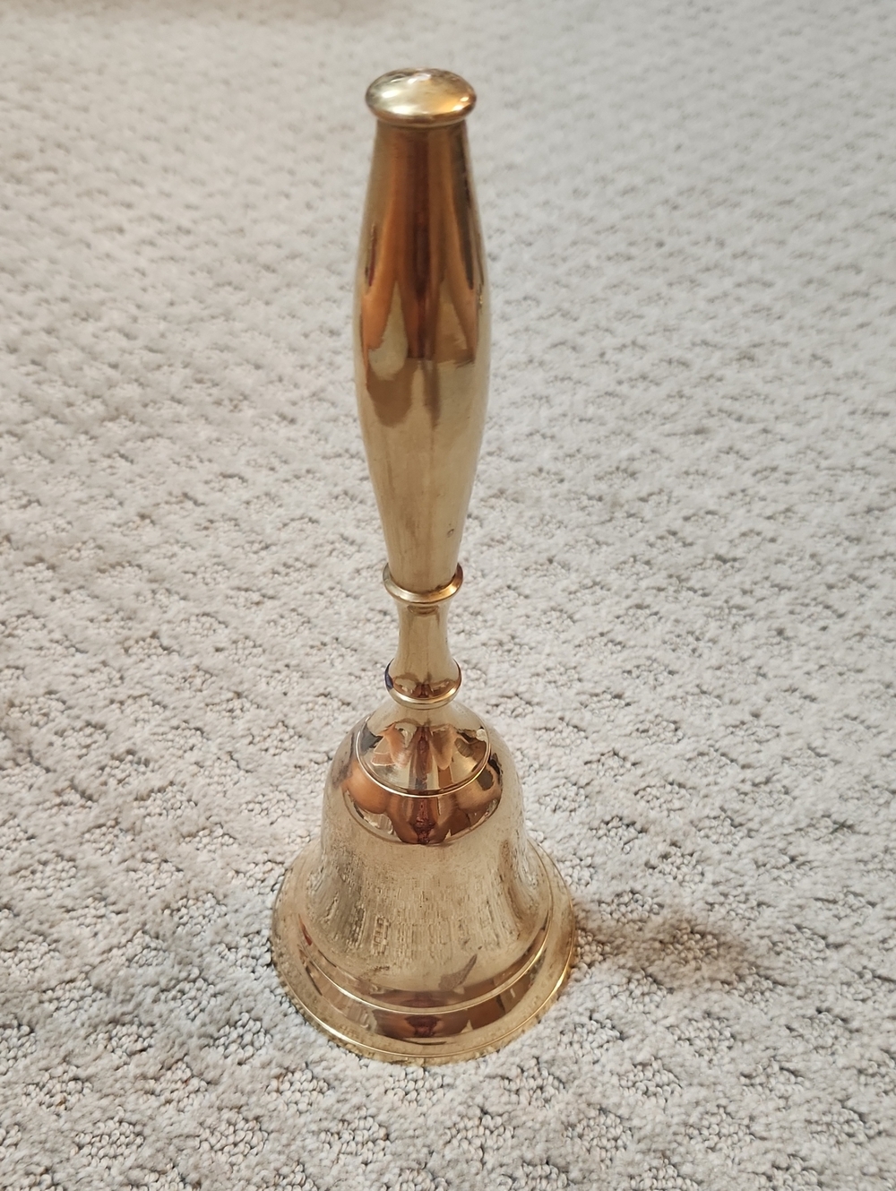 Vintage Shiny Brass Hand Bell Large, School Bell